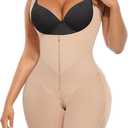 FeelinGirl Fajas Colombianas Moldeadoras Butt Lifting Shapewear Tummy Control Postpartum Faja Body Shaper with Zipper Crotch (Large, Beige)