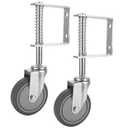 2PCS 4” Spring Loaded Gate Caster, Heavy Duty 250-500 lbs Load Capacity Gate Caster Wheel with Spring Loaded, Universal Mount Pate Gate Caster, 4 Inches Rubber Wheel