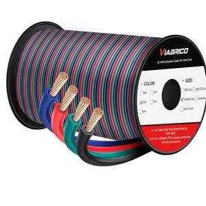 100ft 22AWG 4pin RGB Wire Extension Cable, led Wire 22AWG Copper Clad Aluminum Copper Wire 12V/24V DC Cable, for RGB 3528 5050 Led Strip