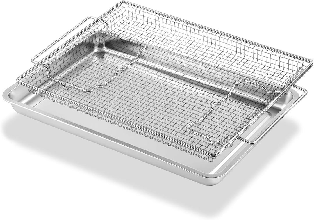 Upgraded Air Fryer Tray Replacement Parts for Samsung GE Oven Parts 304 Stainless Steel Air Fryer Basket NX-AA5000RS Air Fryer Rack 20.4 x 13.4 IN Air Fryer Tray Pan Samsung 30" Range Oven Rack, 20.4L x 13.4W air fryer basket
