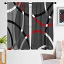 zokyer Red Black and Grey Window Curtain White Gray Modern Geometric Kids Boys Mens Teen Abstract Art Aesthetic 42" W x 63" L Curtains Set for Bedroom Living Room Bathroom 2 Panels Rod Pocket Drapes