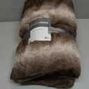 Madison Park Zuri Soft Plush Luxury Oversized Faux Fur Throw Animal Stripes Design, Faux Mink On The Reverse, Modern All Seasons Blanket for Bed, Sofa Couch, Office, Brown, 60x70"