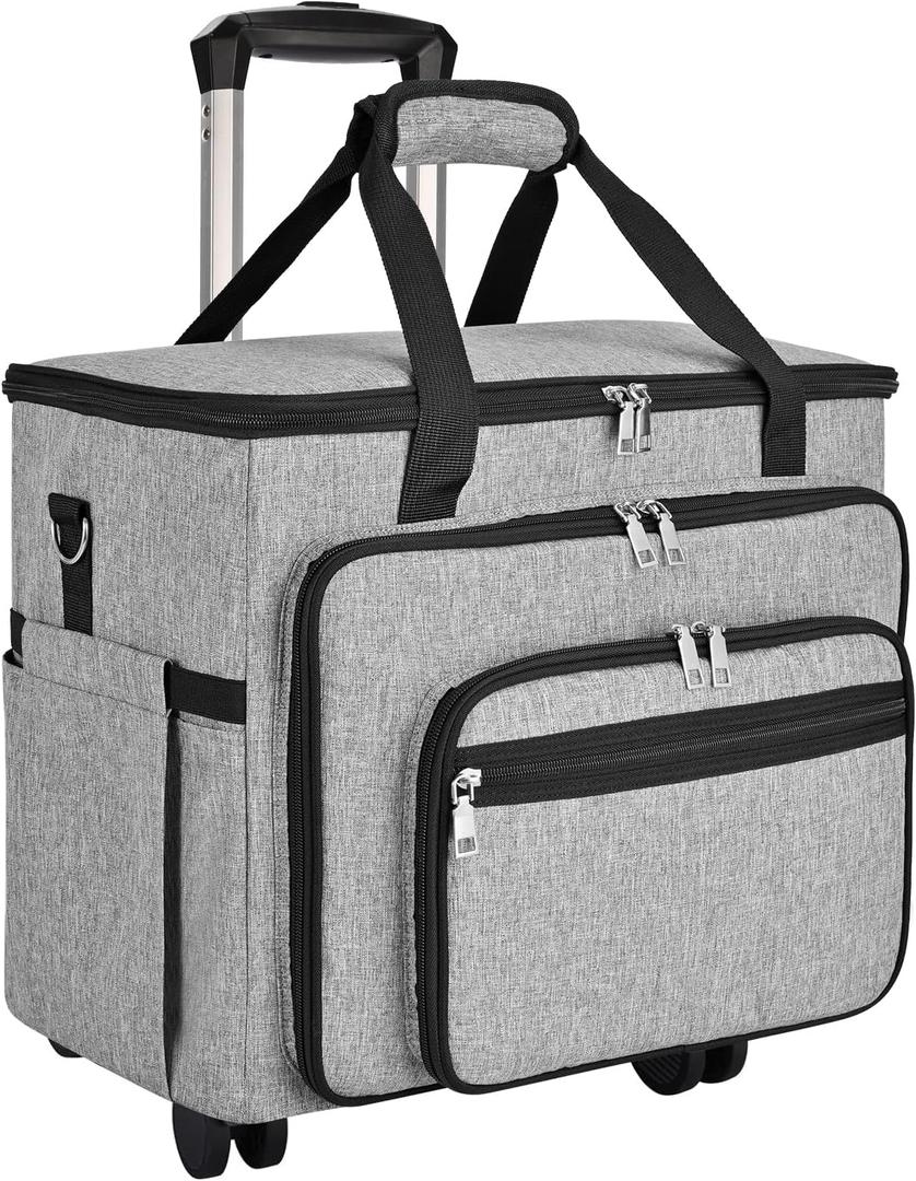 FINESUN Rolling Bag with Detachable Dolly Multifunctional Rolling Briefcase Wheeled Bag for Work, Teaching, Office, Craft, Grey