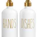 MOMEEMO Soap Dispenser for Kitchen Sink, White Soap Dispenser with Silver Metal Pump, Suitable for Kitchen Decor and Accessories. (White & Gold)