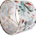 Drum Lamp shades Linen Medium Lamp shade 1 Pack, 13"Top x 13"Bottom x 10"High(Spider) Printed Floral Lampshade for Table Lamps Floor Lamps, Farmhouse Lampshades Replacement, Assembly Required