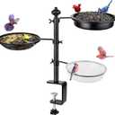 Deck Bird Feeder for Railing, BOLITE Balcony Bird Feeders for Outside, Three Trays, Enhanced Version, Black, Birthday Gifts for Women Men, Gifts for Mom Dad