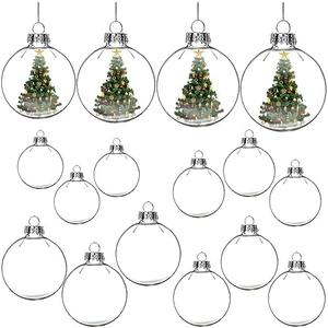 Liliful Glass Ornament for Crafts Clear Christmas Ornament Balls Fillable Clear Balls for Christmas Tree, Party Decor, Wedding, Xmas Transparent DIY Round Ball, Easy to Use to Fill(4 Sizes, 11 Pcs)