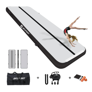 AKSPORT Inflatable Air Gymnastics Mat 10ft/13ft/16ft/20ft/23ft/26ft Tumble Track 4/8 inches Thickness Air Tumbling Mat with Air Pump for Home Use/Tumble/Gym/Training/Cheerleading