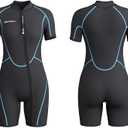Seaskin Mens 3mm Shorty Wetsuit Womens, Full Body Diving Suit Front Zip Wetsuit for Diving Snorkeling Surfing Swimming, X-Small
