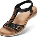 Littleplum Women Flats Sandals Arch Support Open-Toe Casual Summer Low Wedge Shoes for Daily Beach Walking Dressy Comfy Summer Sandals