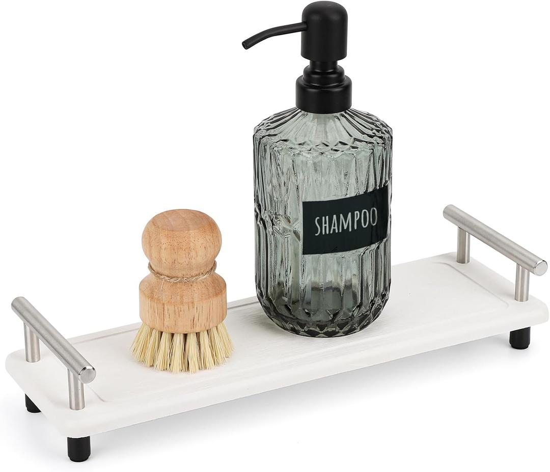 Segbeauty 12x4in Stone Drying Tray for Kitchen Counter, Water Absorbent Fast Drying Diatomaceous Tray, Instant Dry Sink Caddy Countertop Organizer Rack Soap Holder Small Vanity Tray for Bathroom White