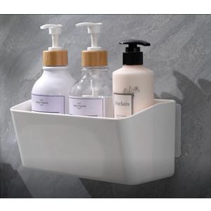 Bath Shelve, Adhesive Shelf Shower Caddy Bathroom Organizer, No Drill Wall Mounted Shower Caddy Basket plasticWhite Storage Rack for Bathroom/Kitchen