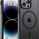 Magnetic for iPhone 14 Pro Max Case, [Compatible with MagSafe] [Military Grade Drop Protection] Translucent Matte Shockproof Anti-Scratch Phone Cover, Black