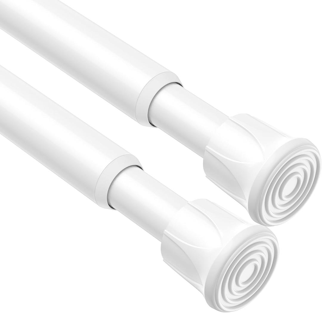 AIZESI Spring Tension Curtain Rods Short Tension Rod (White,28" to 48"-2Pcs)