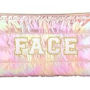 Hiroyuki Iridescent Makeup Bag, 14 inches Cosmetic Bag, Large Capacity Travel-Friendly Pouch (Face, pink)