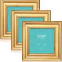 LaVie Home 5x5 Picture Frames (3 Pack, Gold) Square Photo Frame Set with High Definition Glass for Wall Mount & Table Top Display