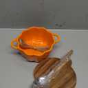 Mimorou 11 oz Pumpkin Pot with Carved Wooden Lid and Spoon Thanksgiving Pumpkin Bowl Orange Cute Cookware Soup Dish Safe Oven Pot with Wooden Lid and Handle for Fall Autumn Cooking Baking