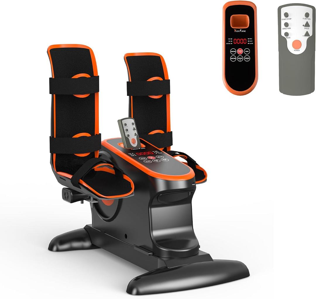 Under Desk Bike, Electric Pedal Exerciser for Seniors & Rehab Training with 12-Level Speed Adjustment, Motorized Arm/Leg Fitness Equipment with Smart Safety Stop & Free Arm/Hand Support Straps