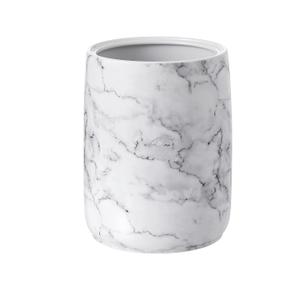 Bathroom Wastebasket - Ceramic Decorative Trash Can (Marble Look)
