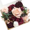 Ling's Moment Burgundy Artificial Flowers and Greenery Mini Combo Box Set, Marsala & Blush Fake Flower for DIY Wedding Bridal Bouquet, Centerpieces Decor, Floral Arrangement Decor, etc.