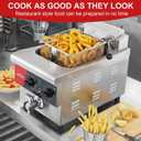 CROSSON 6L Electric Countertop Deep Fryer Extra Large with Drain, Timer, Basket and Lid for Restaurant Use 120V,1800W Commercial Deep Fryers, Single Tank