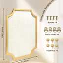 Linen Bulletin Board, Large 15.7"x23.6" Pin Board for Walls, Fabric Bulletin Board for Home Kitchen Office DecorativeGold Wood Frame Cork Board(Gold-4060)