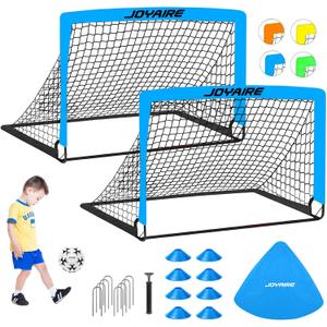 JOYAIRE Soccer Goals for Backyard Set, Portable Kids Toddler Soccer Goal 2 of 4' x 3', Pop Up Soccer Net Soccer Training Equipment with Size 4 Soccer Ball, Carry Bag, Youth Games, Sports, Outdoor Play