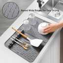 Silicone Dish Drying Mat for Kitchen Counter, Collapsible Dish Drainer Mat, Dish Drying Rack, Non-Slip, Easy to Clean (18.7x13.2 Inch) (Gray)