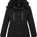 Soularge Women's Winter Plus Size Padded Fleece Parka Coat with Hood (Black, 2X)