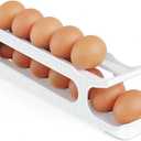 Sotfamily Egg Holder for Fridge, 2 Tiers Auto Rolling Egg Storage Organizer for Refrigerator, Slim Space Saving Container, Dispenser - Egg Roller for Eggs 12 Count