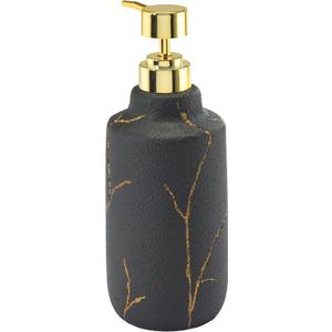 Nicole Miller - Lotion Pump/Soap Dispenser, Resin Countertop Accessories, Dorm Room Essentials (Sydney Collection, Black/Gold)