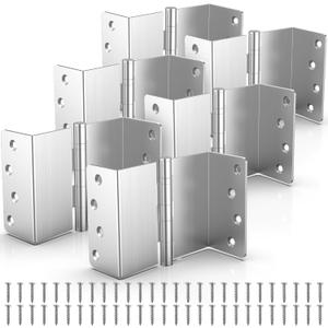 KOLET Offset Door Hinges, 4 Inches Expandable Door Hinges, 2 Inches Widen Doorway, 1/4" Radius Corner Ball Bearing Hinges, Smooth and Easy Installation, Brushed Nickel, 6 Packs