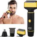 Electric Razor for Men & Women, 3-in-1 Cordless Rechargeable Foil Shaver with LED Display, Waterproof Wet & Dry Painless Body Razor for Face, Nose, and Ear Hair  Travel Friendly (Black)