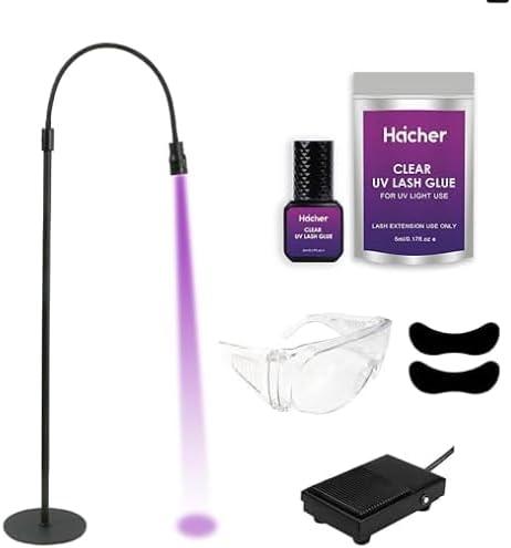 HAICHER UV Lash Glue System, UV Lash Lamp Light for Lash Extensions with Foot Pedal