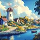 1000 Pieces Jigsaw Puzzles for Adults 1000-Pieces Puzzles Jigsaw Puzzles Impossible Hard Difficult Challenging Puzzles for Teens Windmill Town Garden Forest River Landscape Puzzle 28 x 20 inch