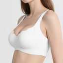 Gailife Scalloped Lift Bras Women Soft Jelly Push Up Wireless Bra Supportive V Neck No Underwire Seamless Tshirt Bralettes (White, S)