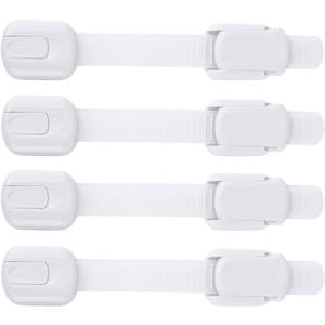 Child Safety Strap Locks (4 Pack) Baby Proof Cabinets, Drawers, Fridge, Toilet & Trash Cans  3M Adhesive Childproof Locks  Jool Baby