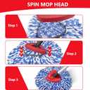 Spin Mop Replacement Heads Compatible with O Cedar RinseClean 2 Tank System, 6 Pack Mop Refills Microfiber Mop Replace Heads, Deep Cleaning for All Flooring, Machine Washable and Easy to Install