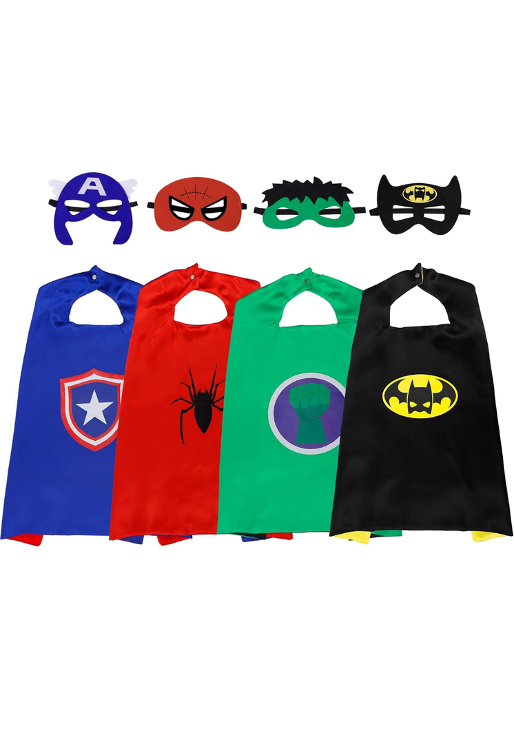 Superhero Capes for Kids,Hero Capes and Masks Fit for 4-12years old boy and girls Dress up and Holiday Costumes.