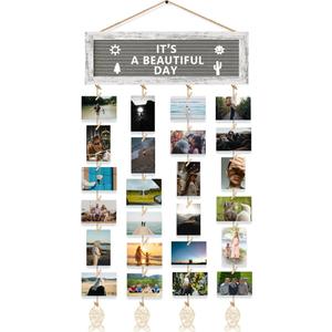 Picture Frames Collage Wall Decor Hanging Photo Display, Birthday Gifts for Mom Grandma Teen Girl, Felt Letter Board with 270 Letters and 30 Clips, Unique DIY Collage Picture Frames for Mothers Day