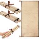 Epakh 2 Pack Blank Paper Scrolls Wrapped on Wood Rod for Writing, Drawing, Calligraphy, Wedding Vows, Cosplay Prop, Renaissance Festivals, Tabletop Role Playing Game, (Old Color)