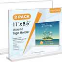 MaxGear 8.5 X 11 Acrylic Sign Holder Horizontal 2Pack, Double Sided Display Stand, Clear Table Sign Flyer Menu Holders, Plastic Paper Stand Picture Frame for Office, Store, Restaurant