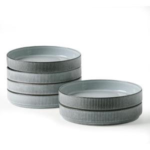 Famiware Star 7.5" Pasta Bowls Set, Salad Bowl Set of 6, Double Reactive Glaze, Stackable, Perfect for Your Friend for Housewarming, Thanksgiving, Christmas, Smoky Blue