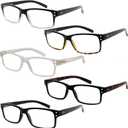Eyekepper 5 Pack Reading Glasses for Men Spring Hinges Classic Readers (5pcs Mix(with Transparent Frame))
