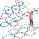 Liliful 3 Set Hopscotch Ring Game Multicolored Hopscotch Squares Triangle Set and Connectors Outdoor Game Obstacle Course for Indoor Outdoor Playground Girls Boys Kids Balance Agility Training