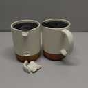 DOWAN Coffee Mugs Set of 2, 15 OZ Ceramic Mug with Cork Bottom and Splash Proof Lid, Large Coffee Cup with Handle for Tea Latte, Beige