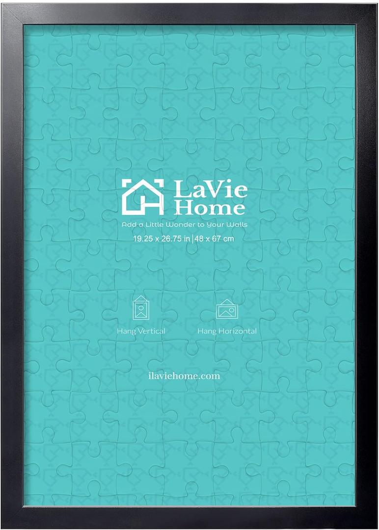 LaVie Home 19.25x26.75 Picture Frame Black, Puzzles Frame for Wall Decoration, Classic Black Minimalist Style Suitable for Decorating Houses, Offices, Hotels, Puzzles Posters Photos or Artwork1 Pack