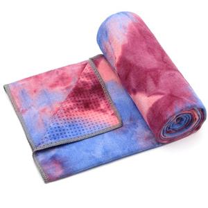 Eunzel Yoga Towel,Hot Yoga Mat Towel with Grip Dots Sweat Absorbent Non-Slip for Hot Yoga, Pilates and Workout 24" x72", Red & Blue