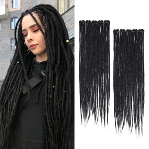 24 Inch Clip in Dreadlock Hair Extensions 10Clips 40 Strands Synthetic Handmade Soft Clip In Dreads Extensions for Women,Black