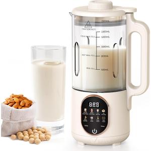 50oz Nut Milk Maker, 10 in 1 Automatic Nut Milk Maker with 20 Blades,Almond Milk Machine,Plant Based Milks Homemade Oat,Chowder,Juice,Soy Milk Machine with Delay Start,Boil Water,Keep Warm& Auto Clean (White)